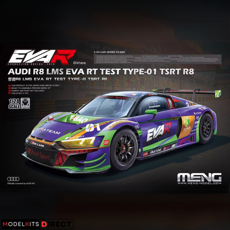 Meng Model CS-008 1/24 Audi R8 LMS EVA RT TEST TYPE-01 TSRT R8