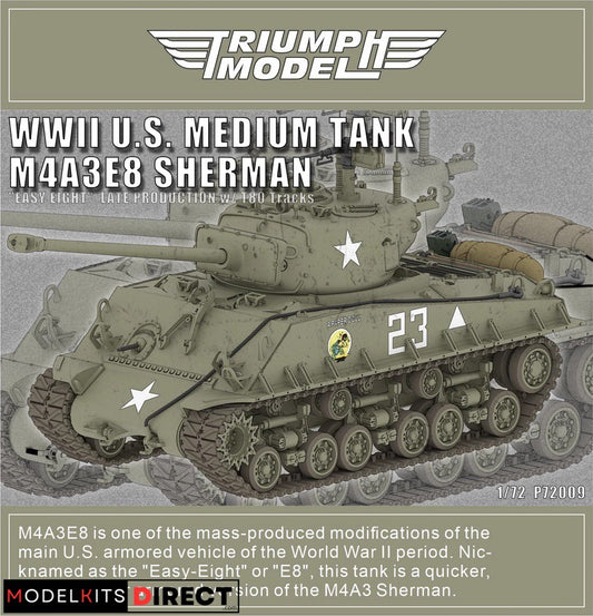 Triumph Model P72009 1/72 M4A3E8 Sherman, späte Produktion mit T80-Ketten