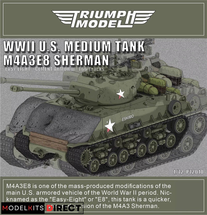 Triumph Model P72010 1/72 M4A3E8 Sherman mit Zementpanzerung und T66-Ketten