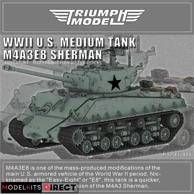 Triumph Model P72008 1/72 M4A3E8 Sherman Mid Production mit T66-Ketten