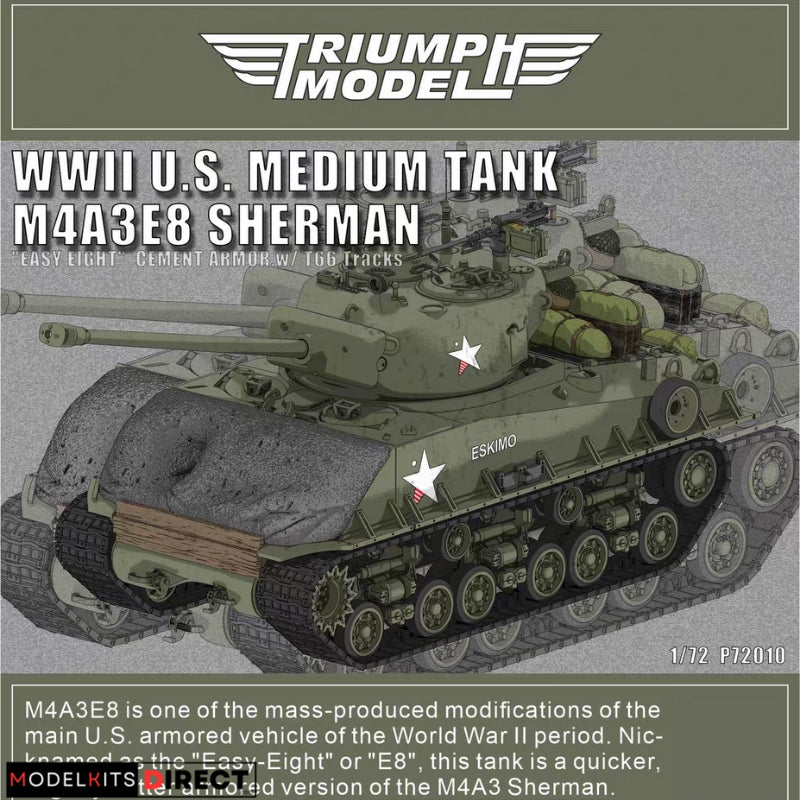 Triumph Model P72010 1/72 M4A3E8 Sherman Cement Armor w/ T66 Tracks